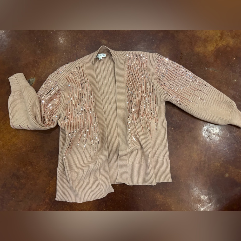She + sky pink sequin cardigan